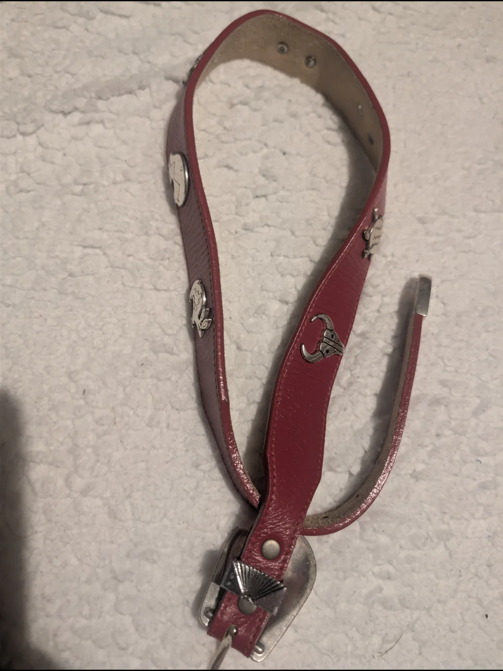 Silver Crek Red Leather Western Belt with Silver-Tone Conchos